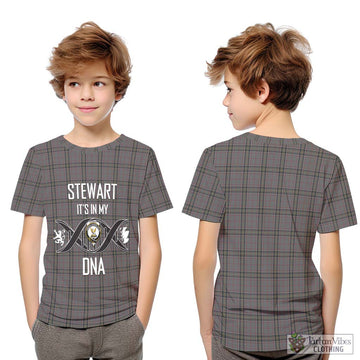 Stewart Grey Tartan Kid T-Shirt with Family Crest DNA In Me Style