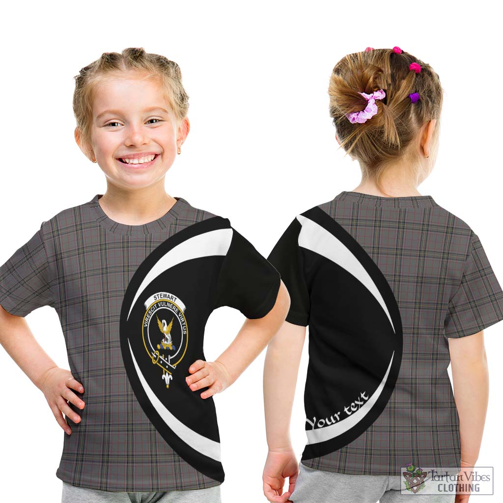 Stewart Grey Tartan Kid T-Shirt with Family Crest Circle Style - Tartan Vibes Clothing