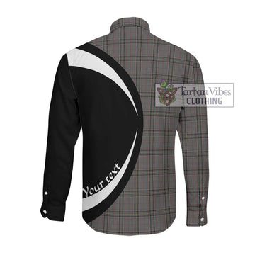 Stewart Grey Tartan Long Sleeve Button Up with Family Crest Circle Style