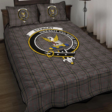 Stewart Grey Tartan Quilt Bed Set with Family Crest