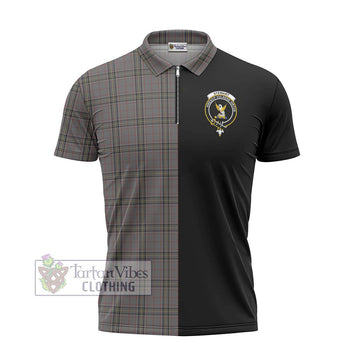 Stewart Grey Tartan Zipper Polo Shirt with Family Crest and Half Of Me Style