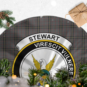 Stewart Grey Tartan Christmas Tree Skirt with Family Crest