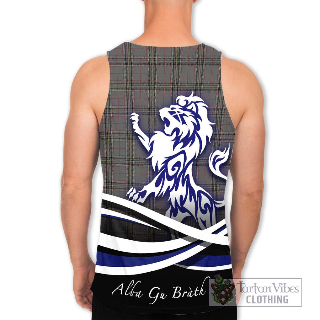 Stewart Grey Tartan Men's Tank Top with Alba Gu Brath Regal Lion Emblem - Tartanvibesclothing Shop