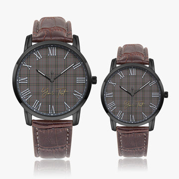 Stewart Grey Tartan Personalized Your Text Leather Trap Quartz Watch