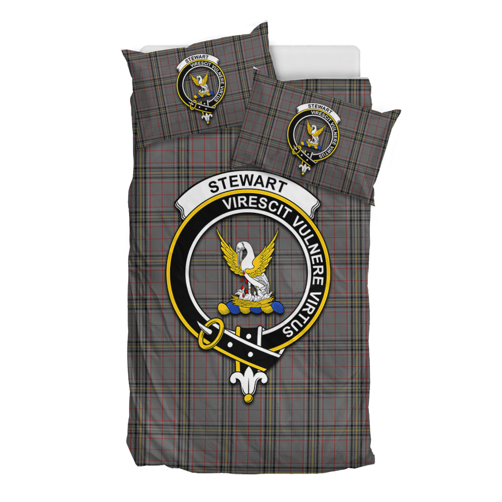 Stewart Grey Tartan Bedding Set with Family Crest - Tartan Vibes Clothing