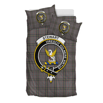 Stewart Grey Tartan Bedding Set with Family Crest