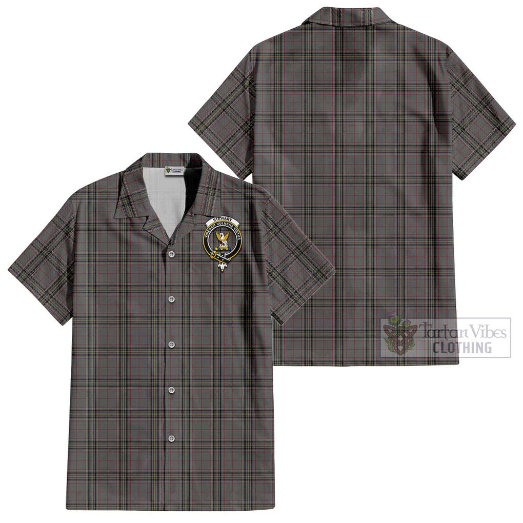 Stewart Grey Tartan Cotton Hawaiian Shirt with Family Crest Kid - Tartan Vibes Clothing