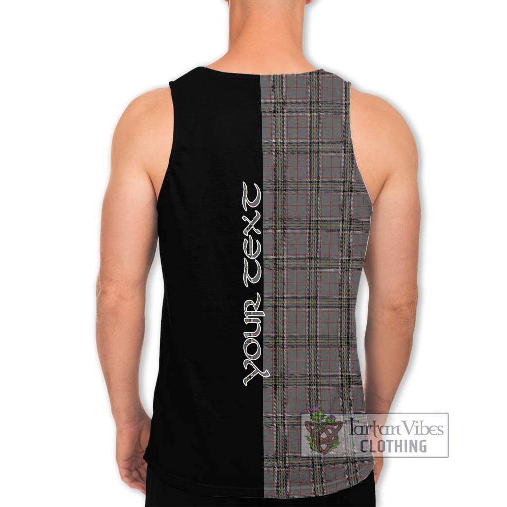 Stewart Grey Tartan Men's Tank Top with Family Crest and Half Of Me Style - Tartanvibesclothing Shop