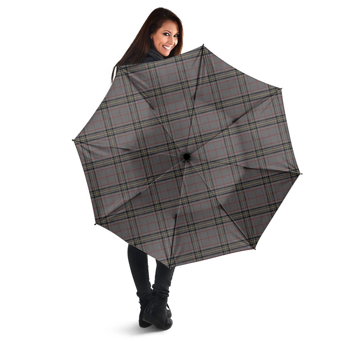 Stewart Grey Tartan Umbrella - Tartanvibesclothing