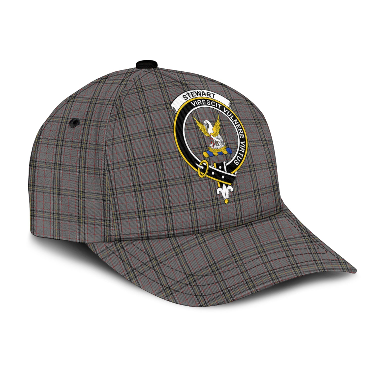 Stewart Grey Tartan Classic Cap with Family Crest - Tartan Vibes Clothing