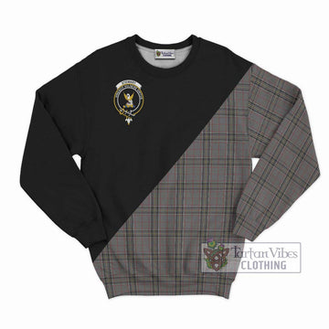 Stewart Grey Tartan Sweatshirt with Family Crest and Military Logo Style