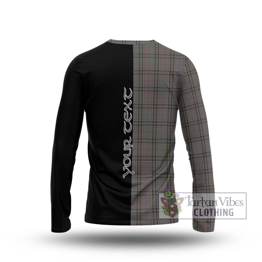 Stewart Grey Tartan Long Sleeve T-Shirt with Family Crest and Half Of Me Style - Tartanvibesclothing Shop