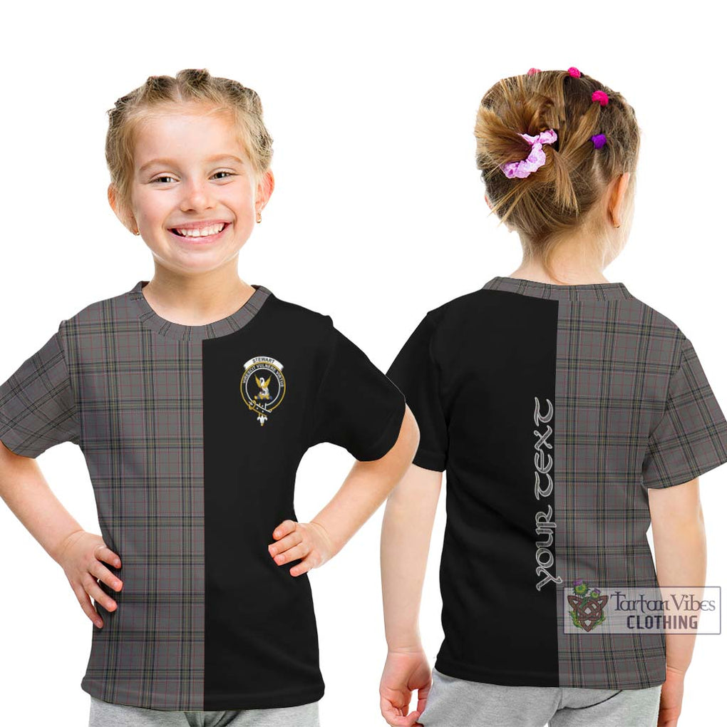 Stewart Grey Tartan Kid T-Shirt with Family Crest and Half Of Me Style - Tartanvibesclothing Shop