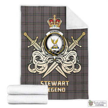 Stewart Grey Tartan Blanket with Clan Crest and the Golden Sword of Courageous Legacy