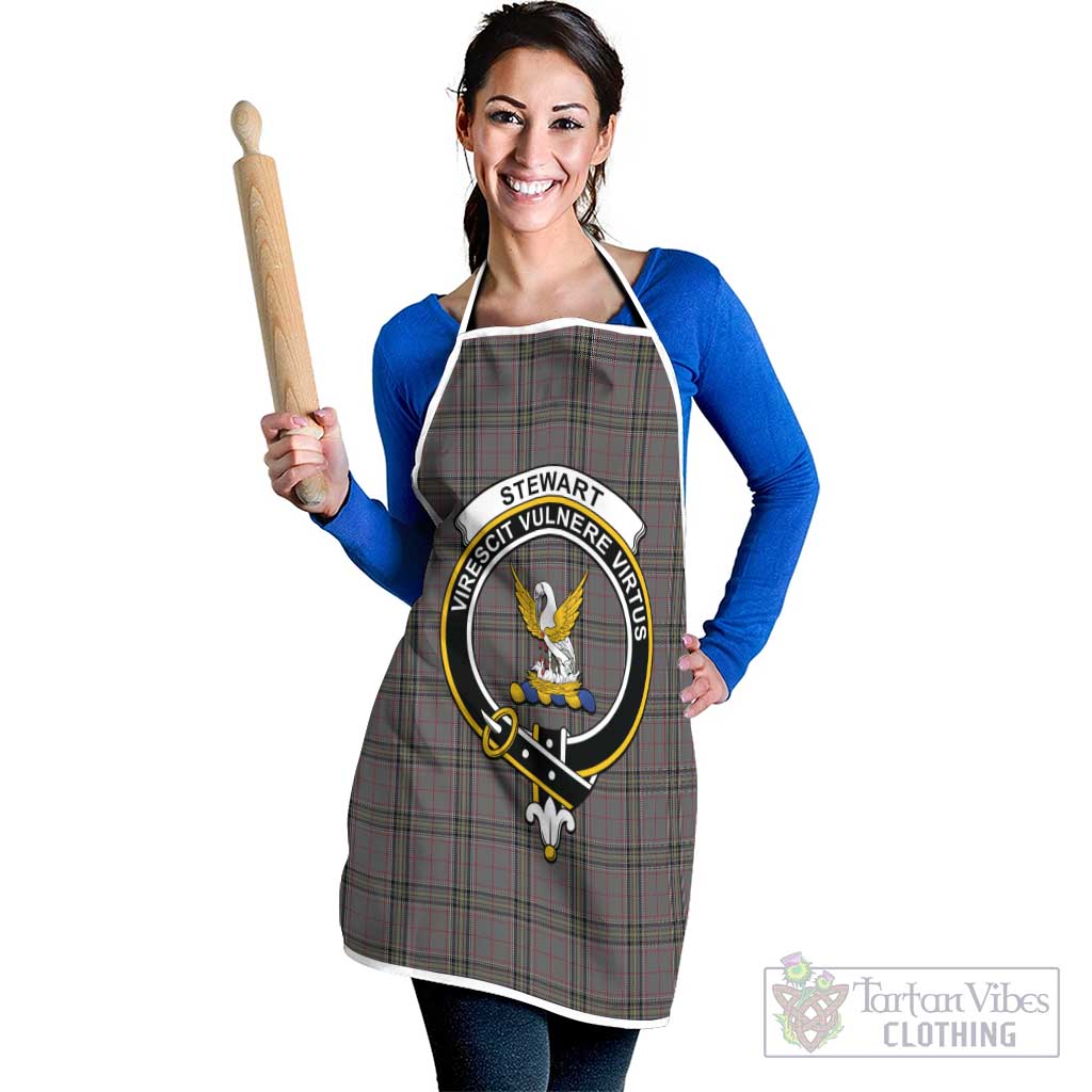 Stewart Grey Tartan Apron with Family Crest White - Tartan Vibes Clothing