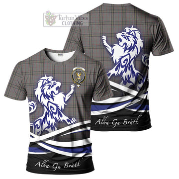 Stewart Grey Tartan Cotton T-shirt with Alba Gu Brath Regal Lion Emblem