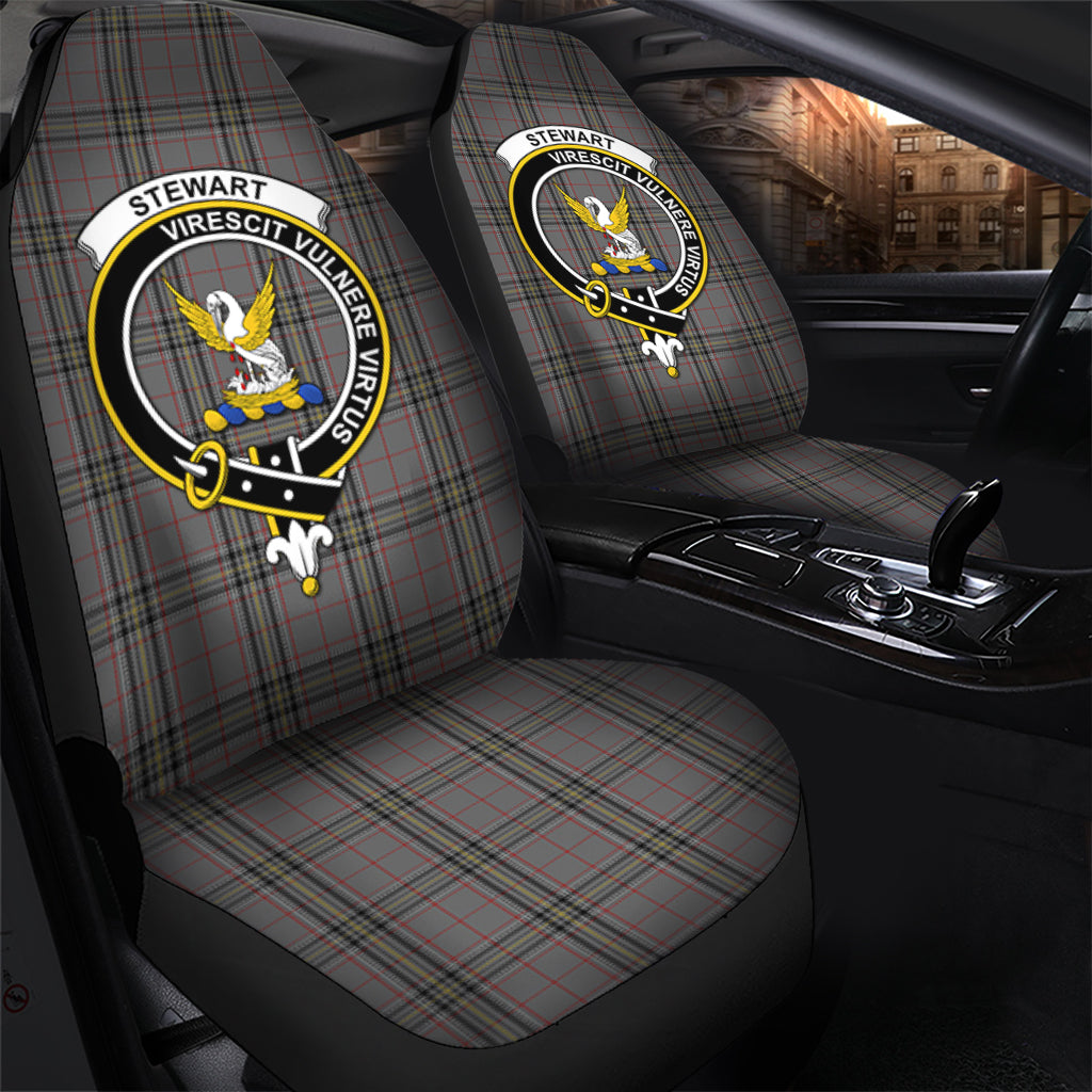 Stewart Grey Tartan Car Seat Cover with Family Crest - Tartanvibesclothing