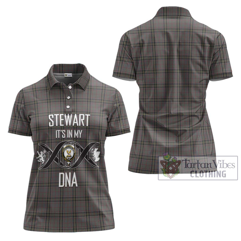 Stewart Grey Tartan Women's Polo Shirt with Family Crest DNA In Me Style - Tartanvibesclothing Shop