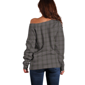 Stewart Grey Tartan Off Shoulder Women Sweater