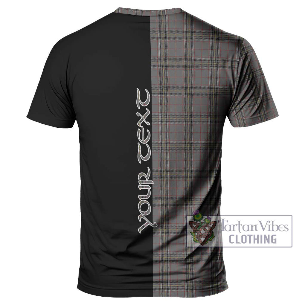 Stewart Grey Tartan T-Shirt with Family Crest and Half Of Me Style - Tartanvibesclothing Shop