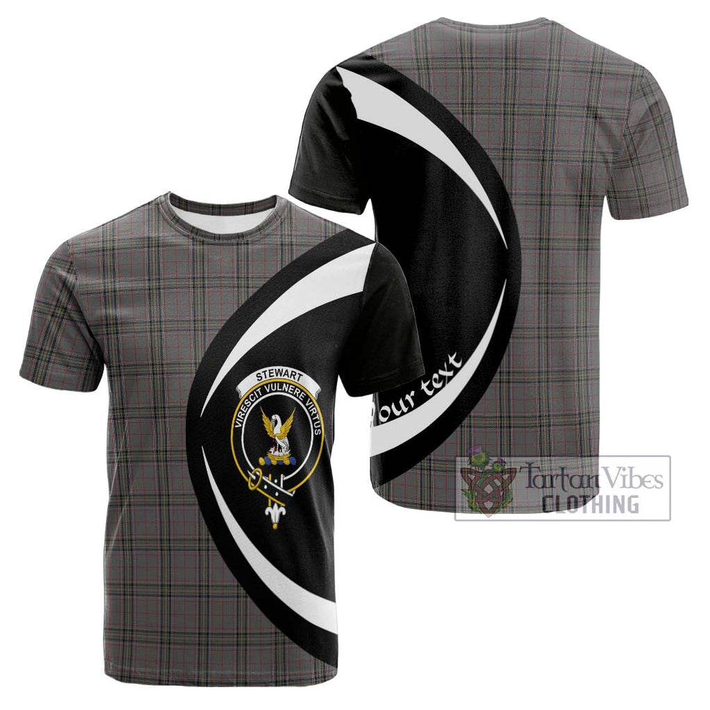 Tartan Vibes Clothing Stewart Grey Tartan Cotton T-shirt with Family Crest Circle Style