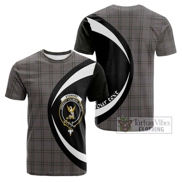 Stewart Grey Tartan Cotton T-shirt with Family Crest Circle Style