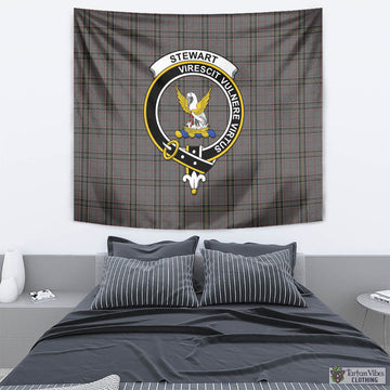 Stewart Grey Tartan Tapestry Wall Hanging and Home Decor for Room with Family Crest