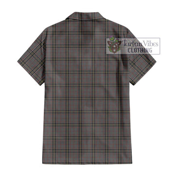 Stewart Grey Tartan Short Sleeve Button Shirt with Family Crest DNA In Me Style