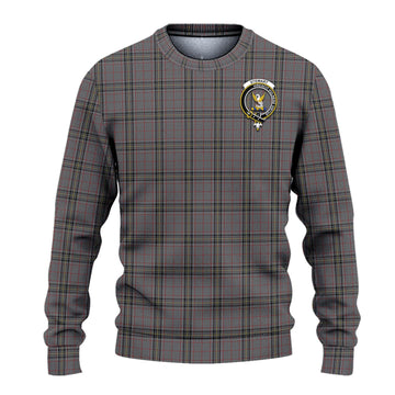 Stewart Grey Tartan Ugly Sweater with Family Crest