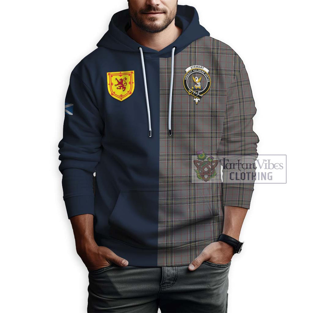 Tartan Vibes Clothing Stewart Grey Tartan Hoodie with Scottish Lion Royal Arm Half Style