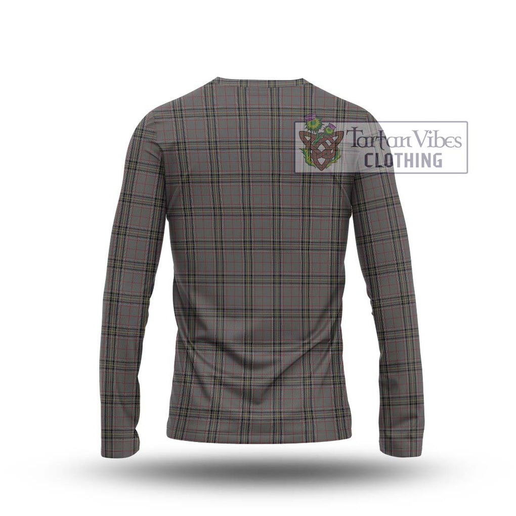 Stewart Grey Tartan Long Sleeve T-Shirt with Family Crest DNA In Me Style - Tartanvibesclothing Shop