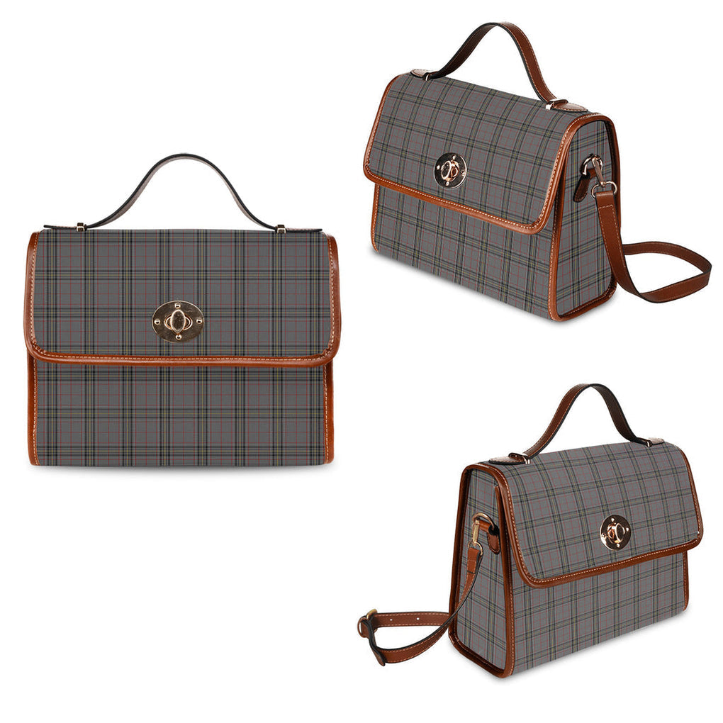 Stewart Grey Tartan Leather Strap Waterproof Canvas Bag - Tartanvibesclothing