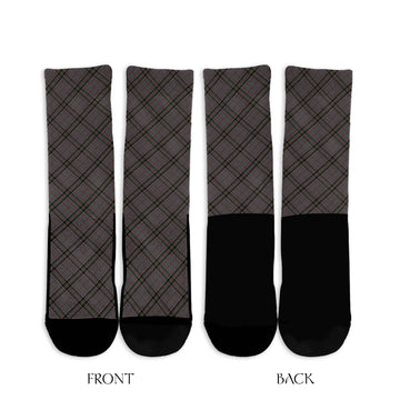 Stewart Grey Tartan Crew Socks Cross Style