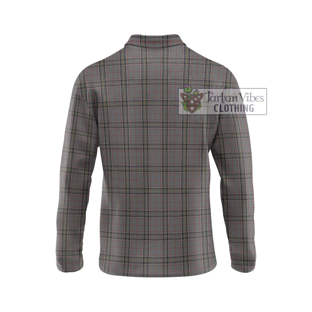 Stewart Grey Tartan Long Sleeve Polo Shirt with Family Crest DNA In Me Style - Tartanvibesclothing Shop