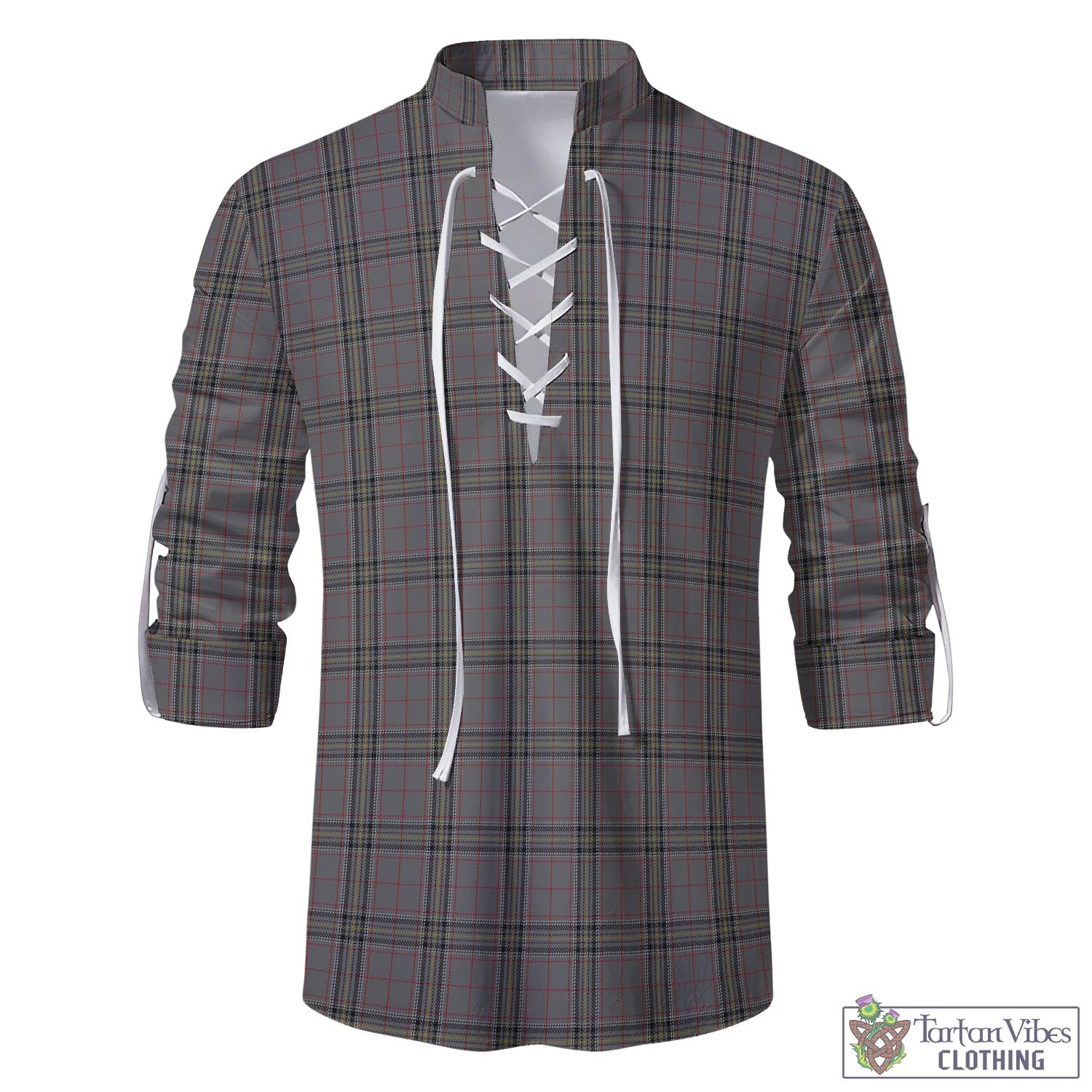 Tartan Vibes Clothing Stewart Grey Tartan Men's Scottish Traditional Jacobite Ghillie Kilt Shirt