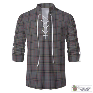 Stewart Grey Tartan Men's Scottish Traditional Jacobite Ghillie Kilt Shirt