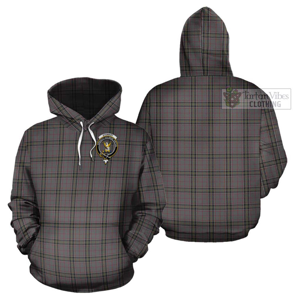 Stewart Grey Tartan Cotton Hoodie with Family Crest Pullover Hoodie - Tartan Vibes Clothing