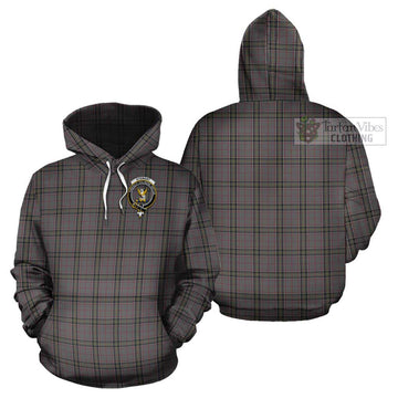 Stewart Grey Tartan Cotton Hoodie with Family Crest