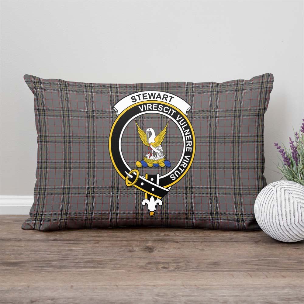 Stewart Grey Tartan Pillow Cover with Family Crest Rectangle Pillow Cover - Tartanvibesclothing