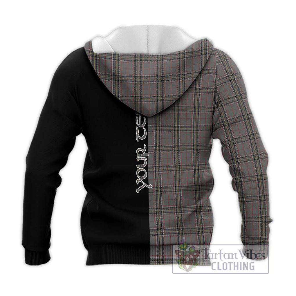 Stewart Grey Tartan Knitted Hoodie with Family Crest and Half Of Me Style - Tartanvibesclothing Shop