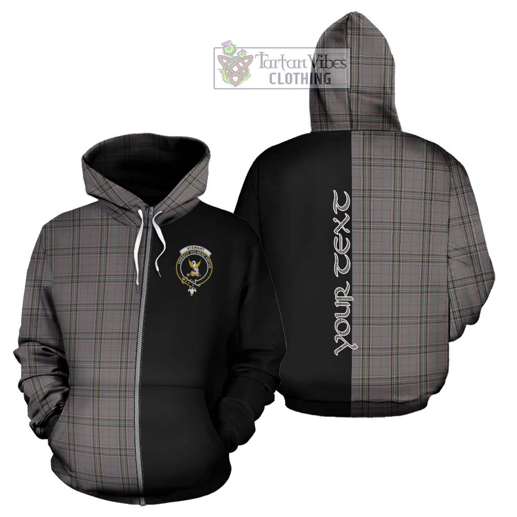 Stewart Grey Tartan Hoodie with Family Crest and Half Of Me Style - Tartanvibesclothing Shop