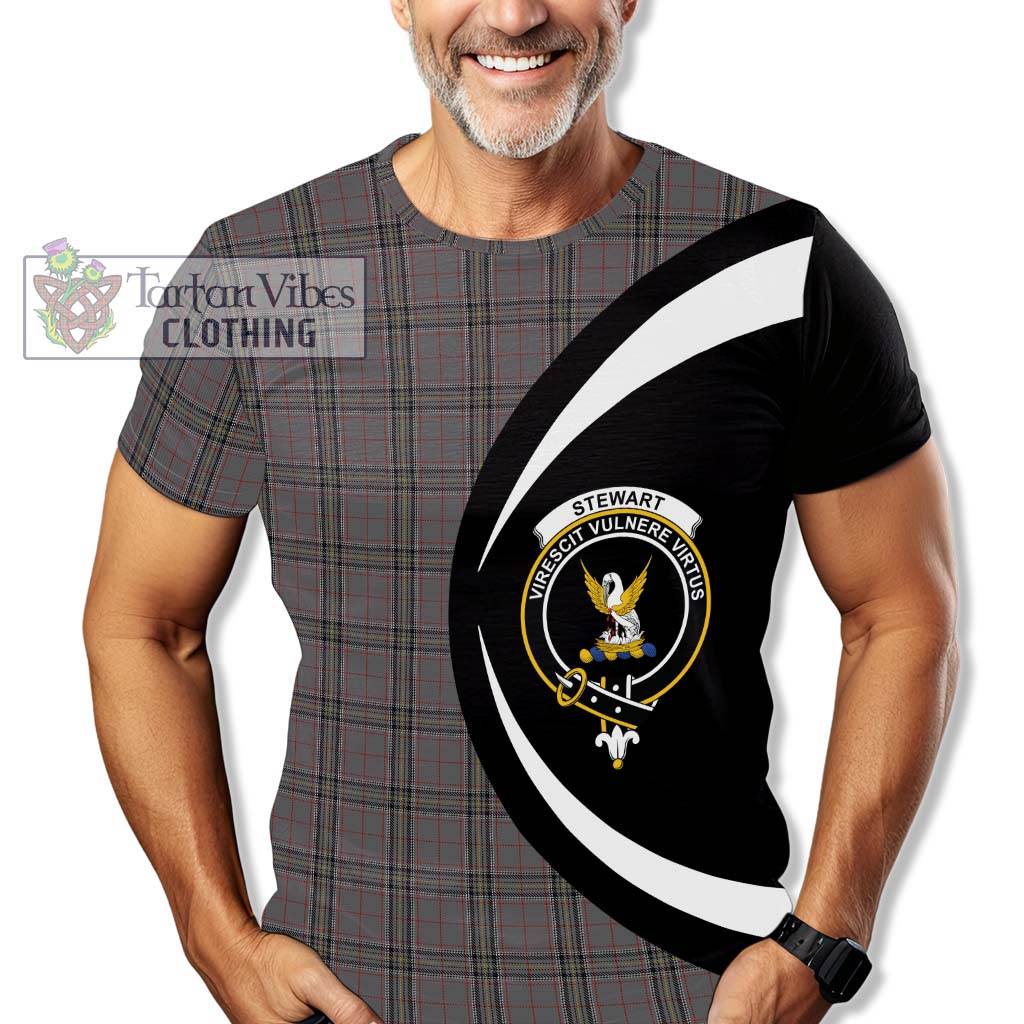 Tartan Vibes Clothing Stewart Grey Tartan T-Shirt with Family Crest Circle Style