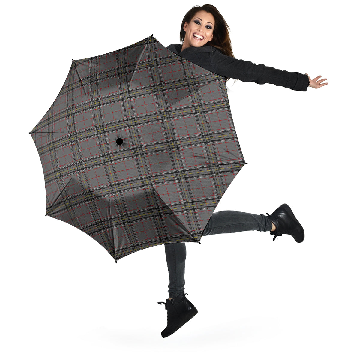 Stewart Grey Tartan Umbrella - Tartanvibesclothing