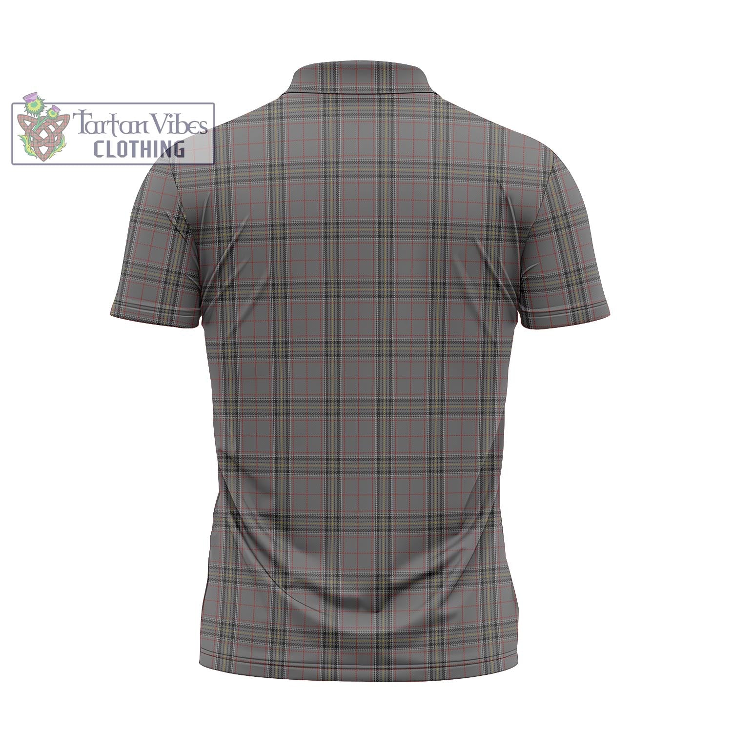 Tartan Vibes Clothing Stewart Grey Tartan Zipper Polo Shirt with Family Crest