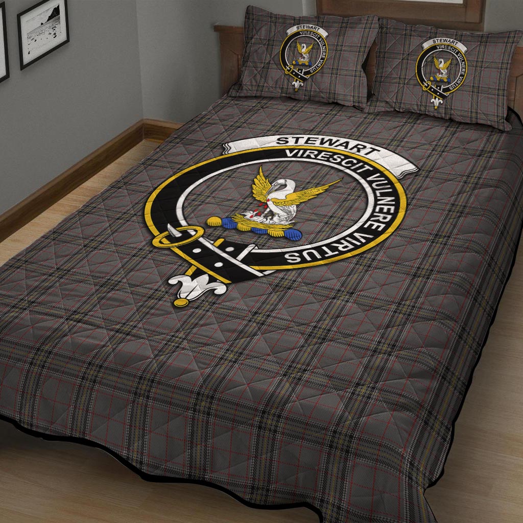 Stewart Grey Tartan Quilt Bed Set with Family Crest - Tartan Vibes Clothing