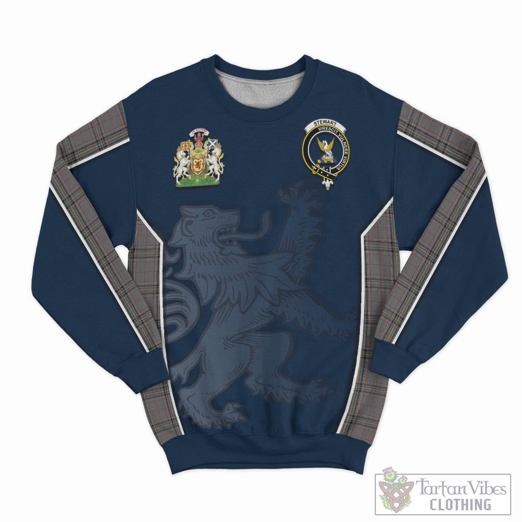 Tartan Vibes Clothing Stewart Grey Tartan Sweater with Family Crest and Lion Rampant Vibes Sport Style