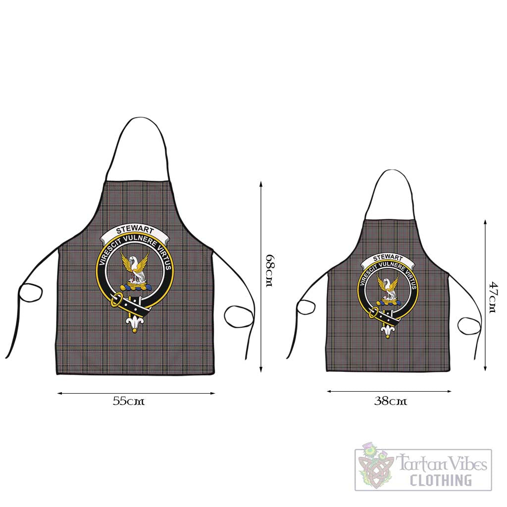 Stewart Grey Tartan Apron with Family Crest Black L 55x68 cm - Tartan Vibes Clothing