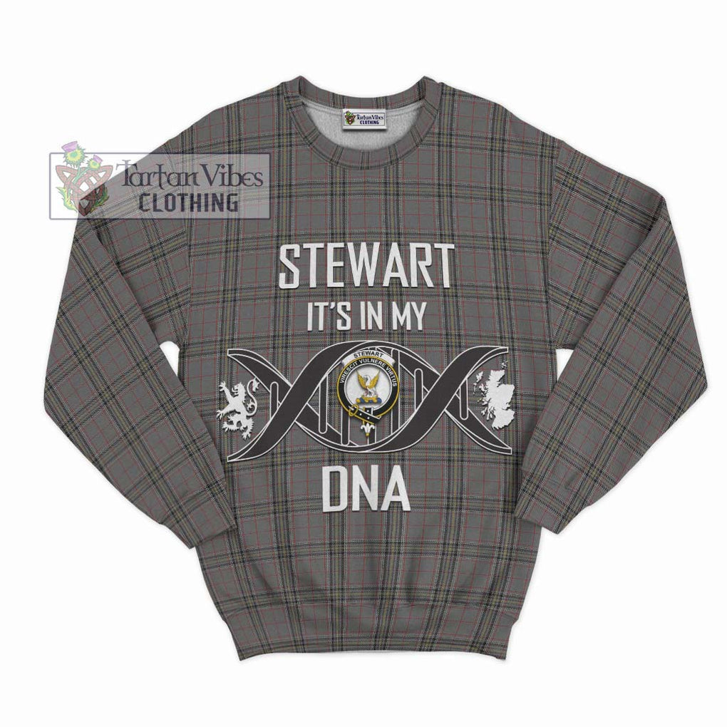 Stewart Grey Tartan Sweatshirt with Family Crest DNA In Me Style - Tartanvibesclothing Shop