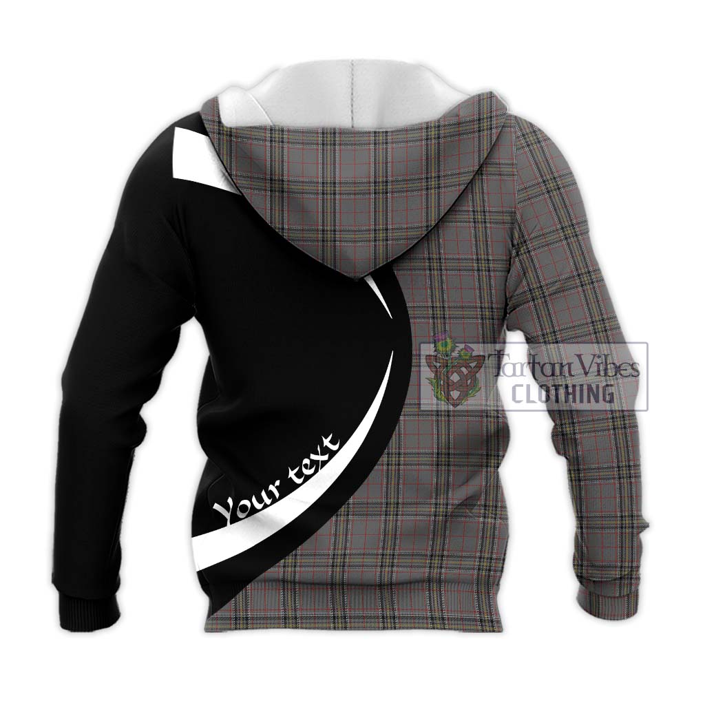 Stewart Grey Tartan Knitted Hoodie with Family Crest Circle Style - Tartan Vibes Clothing