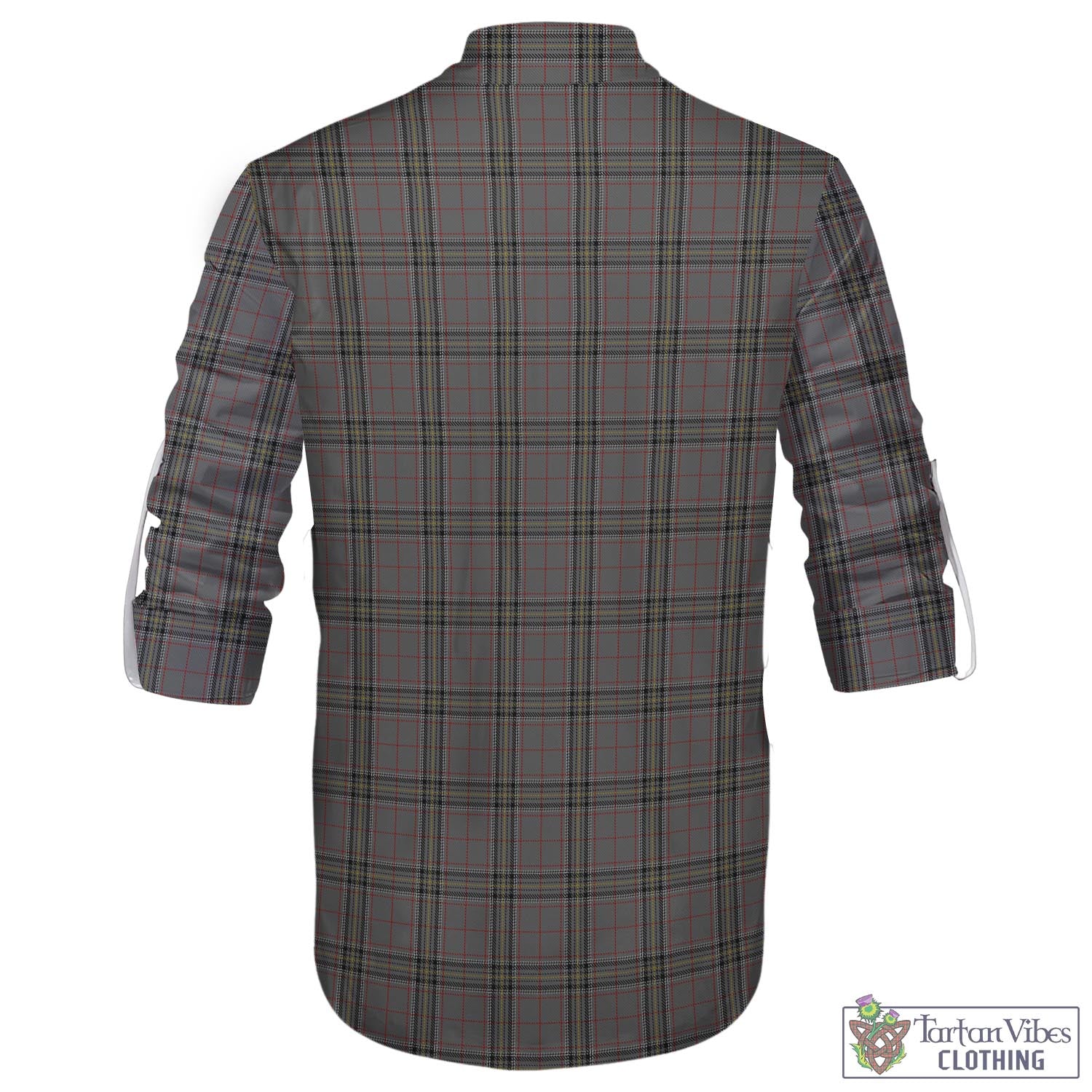 Tartan Vibes Clothing Stewart Grey Tartan Men's Scottish Traditional Jacobite Ghillie Kilt Shirt